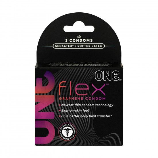Презервативи ONE Flex Graphene Condom 3 шт, картонна коробка (м'ята упаковка!!!) Презервативи ONE Flex Graphene Condom 3 шт, картонна коробка (м'ята упаковка!!!)