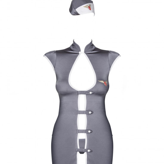 Эротический костюм стюардессы Obsessive Stewardess 3 pcs grey S/M (мятая упаковка!!!)