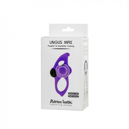 Ерекційне віброкільце Adrien Lastic Lingus MAX Violet з язичком для стимуляції клітора Ерекційне віброкільце Adrien Lastic Lingus MAX Violet з язичком для стимуляції клітора