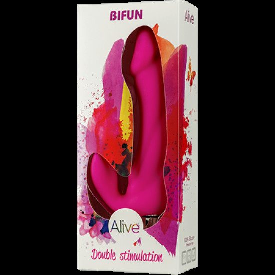 Вібратор вагінально-кліторальний Alive Bifun, фалоімітатор зі стимулятором клітора Вібратор вагінально-кліторальний Alive Bifun, фалоімітатор зі стимулятором клітора
