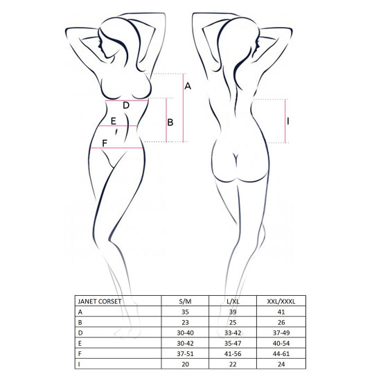 Корсет з пажами JANET CORSET white L/XL - Passion, трусики, напівпрозорий Корсет з пажами JANET CORSET white L/XL - Passion, трусики, напівпрозорий