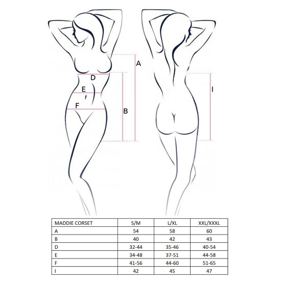 Корсет-сорочка з пажами MADDIE CORSET black XXL/XXXL - Passion, трусики Корсет-сорочка з пажами MADDIE CORSET black XXL/XXXL - Passion, трусики