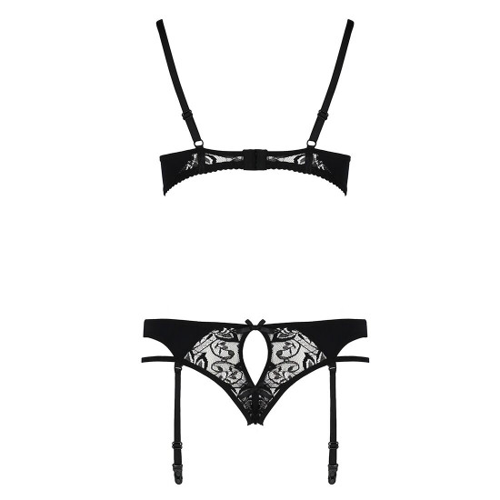 Комплект білизни PAULINE SET black S/M - Passion: стрепи: ліф, стрінги і пояс для панчох Комплект білизни PAULINE SET black S/M - Passion: стрепи: ліф, стрінги і пояс для панчох