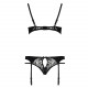 Комплект білизни PAULINE SET black S/M - Passion: стрепи: ліф, стрінги і пояс для панчох Комплект білизни PAULINE SET black S/M - Passion: стрепи: ліф, стрінги і пояс для панчох