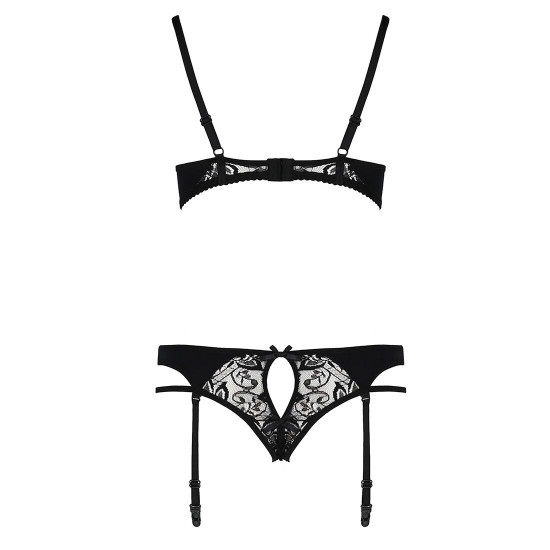 Комплект білизни PAULINE SET black XXL/XXXL - Passion: стрепи: ліф, стрінги і пояс для панчох Комплект білизни PAULINE SET black XXL/XXXL - Passion: стрепи: ліф, стрінги і пояс для панчох