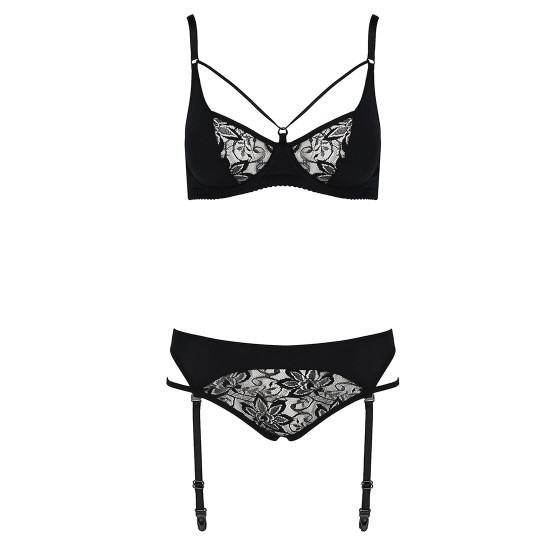 Комплект білизни PAULINE SET black XXL/XXXL - Passion: стрепи: ліф, стрінги і пояс для панчох Комплект білизни PAULINE SET black XXL/XXXL - Passion: стрепи: ліф, стрінги і пояс для панчох