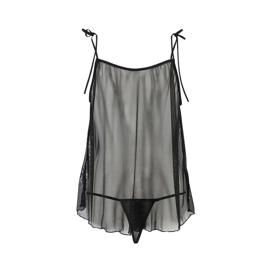 Сорочка прозора бебі дол MELANIA CHEMISE black S/M - Passion, трусики, на тонких бретелях Сорочка прозора бебі дол MELANIA CHEMISE black S/M - Passion, трусики, на тонких бретелях