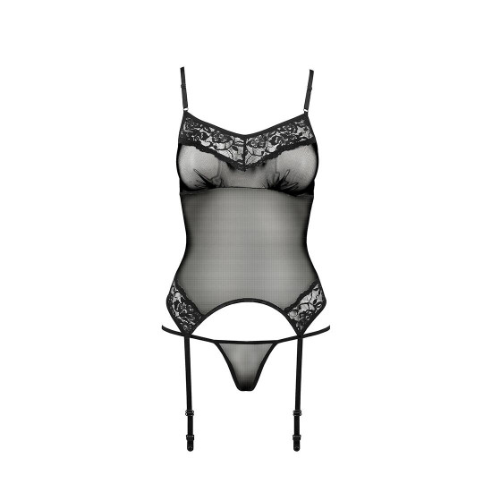Корсет з пажами MELANIA CORSET black S/M - Passion, трусики, напівпрозорий Корсет з пажами MELANIA CORSET black S/M - Passion, трусики, напівпрозорий