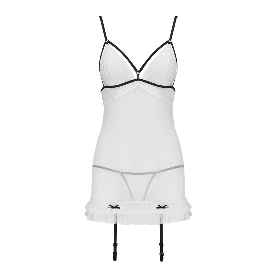 Сорочка прозора з пажами ORIHIME CHEMISE white S/M - Passion, трусики, стрепи Сорочка прозора з пажами ORIHIME CHEMISE white S/M - Passion, трусики, стрепи
