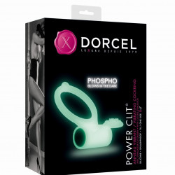 Ерекційне кільце Dorcel Power Clit White PHOSPHO з вібрацією, біле, світиться в темряві