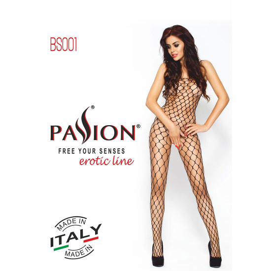 Бодістокінг Passion BS001 white, комбінезон, велика сітка Бодістокінг Passion BS001 white, комбінезон, велика сітка