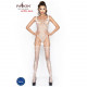 Бодістокінг Passion BS034 white, комбінезон, імітація боді і панчіх Бодістокінг Passion BS034 white, комбінезон, імітація боді і панчіх