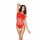 Бодістокінг Passion BS035 red, боді, імітація топа і трусиків Бодістокінг Passion BS035 red, боді, імітація топа і трусиків