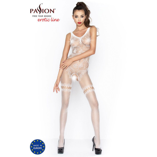 Бодістокінг Passion BS045 white, комбінезон, імітація панчох і боді Бодістокінг Passion BS045 white, комбінезон, імітація панчох і боді