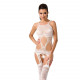 Бодістокінг Passion BS047 white, комбінезон, імітація топа, панчох і пояса Бодістокінг Passion BS047 white, комбінезон, імітація топа, панчох і пояса
