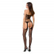 Бодістокінг Passion BS049 black, комбінезон, імітація топа, панчох і пояса Бодістокінг Passion BS049 black, комбінезон, імітація топа, панчох і пояса