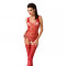 Бодістокінг Passion BS051 red, комбінезон, імітація панчіх і боді