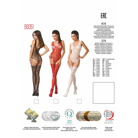 Бодістокінг Passion BS051 white, комбінезон, імітація панчох і боді Бодістокінг Passion BS051 white, комбінезон, імітація панчох і боді
