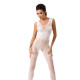 Бодістокінг Passion BS052 white, комбінезон, імітація корсета з підтяжками, панчох і трусиків Бодістокінг Passion BS052 white, комбінезон, імітація корсета з підтяжками, панчох і трусиків