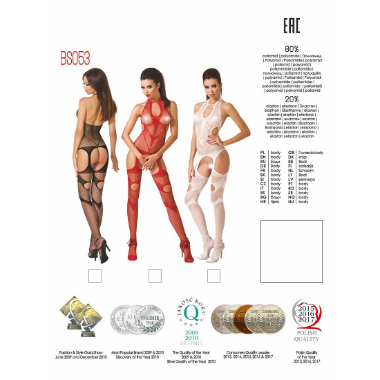 Бодістокінг Passion BS053 red, комбінезон, імітація панчох і пояса Бодістокінг Passion BS053 red, комбінезон, імітація панчох і пояса