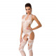 Бодістокінг Passion BS053 white, комбінезон, імітація панчох і пояса Бодістокінг Passion BS053 white, комбінезон, імітація панчох і пояса