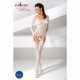 Бодістокінг Passion BS055 white, комбінезон, імітація панчох і пояса, довгий рукав, закрите плече Бодістокінг Passion BS055 white, комбінезон, імітація панчох і пояса, довгий рукав, закрите плече