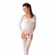 Бодістокінг Passion BS055 white, комбінезон, імітація панчох і пояса, довгий рукав, закрите плече Бодістокінг Passion BS055 white, комбінезон, імітація панчох і пояса, довгий рукав, закрите плече