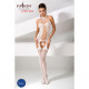 Бодістокінг Passion BS056 white, комбінезон, імітація панчох Бодістокінг Passion BS056 white, комбінезон, імітація панчох