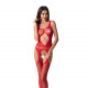 Бодістокінг Passion BS057 red, комбінезон, імітація панчох і пояса Бодістокінг Passion BS057 red, комбінезон, імітація панчох і пояса