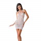 Бодістокінг Passion BS063 white, сукня-сітка халтер Бодістокінг Passion BS063 white, сукня-сітка халтер