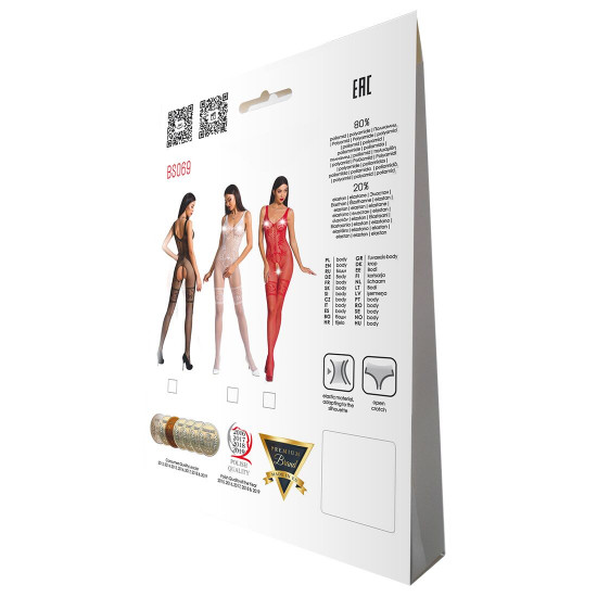 Бодістокінг Passion BS069 red, комбінезон, імітація панчох і боді Бодістокінг Passion BS069 red, комбінезон, імітація панчох і боді