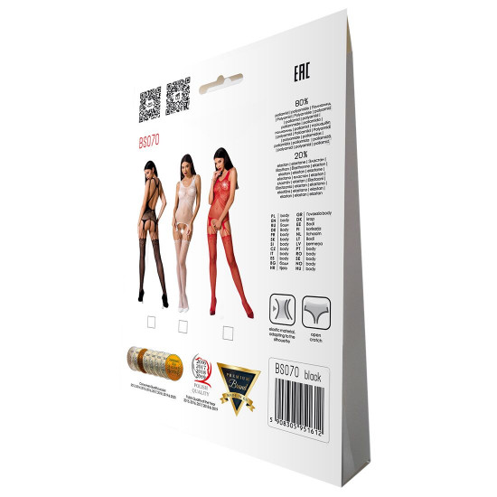 Бодістокінг Passion BS070 red, комбінезон, імітація панчох і ажурного топа Бодістокінг Passion BS070 red, комбінезон, імітація панчох і ажурного топа
