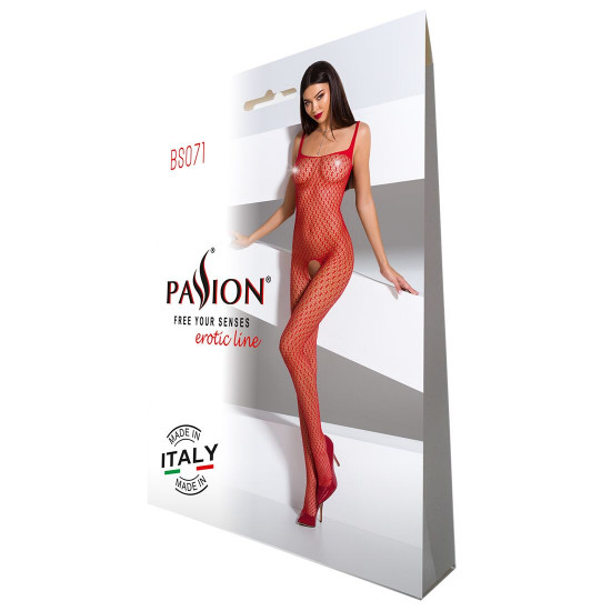 Бодістокінг Passion BS071 red, комбінезон на бретелях Бодістокінг Passion BS071 red, комбінезон на бретелях