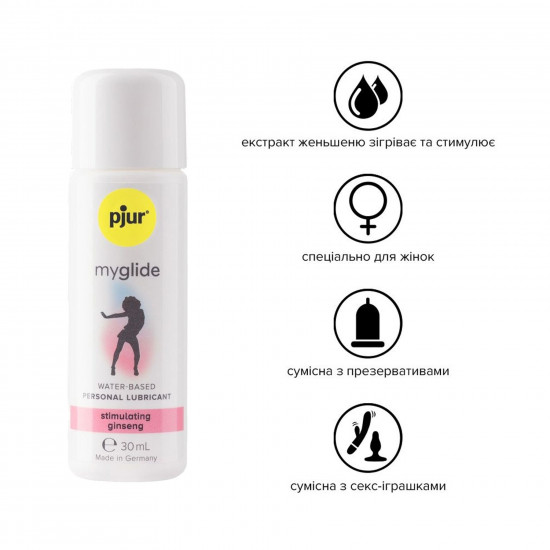 Возбуждающая смазка на водной основе pjur my glide 30 мл, с женьшенем, согревает