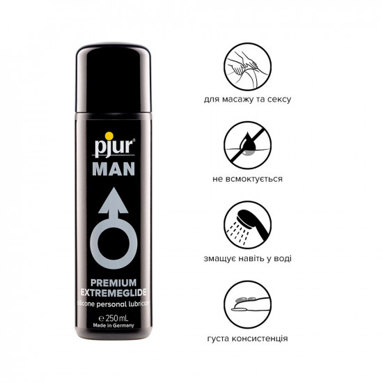 Густа силіконова змазка pjur MAN Premium Extremeglide 250 мл із тривалим ефектом, економна Густа силіконова змазка pjur MAN Premium Extremeglide 250 мл із тривалим ефектом, економна