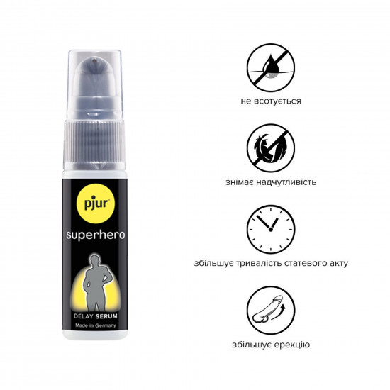Пролонгирующий гель pjur Superhero Serum 20 мл, создает невидимую пленку снижающую чувствительность