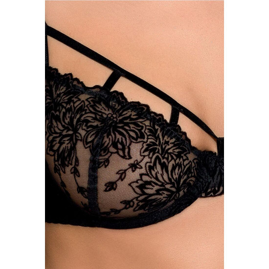 Комплект білизни HAYA SET black S/M - Passion Exclusive: стрінги, ліф, пояс для панчох Комплект білизни HAYA SET black S/M - Passion Exclusive: стрінги, ліф, пояс для панчох