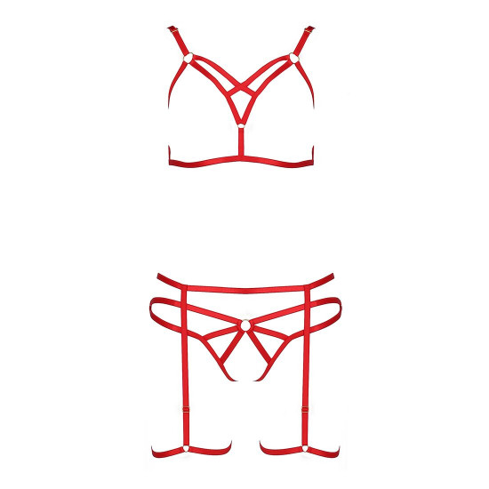 Комплект білизни MAGALI SET OpenBra red XXL/XXXL - Passion Exclusive: стрепи: ліф, трусики і пояс Комплект білизни MAGALI SET OpenBra red XXL/XXXL - Passion Exclusive: стрепи: ліф, трусики і пояс