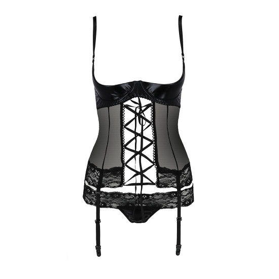 Корсет з відкритими грудьми NORTH CORSET black S/M - Passion Exclusive, пажі, трусики, шнурівка Корсет з відкритими грудьми NORTH CORSET black S/M - Passion Exclusive, пажі, трусики, шнурівка