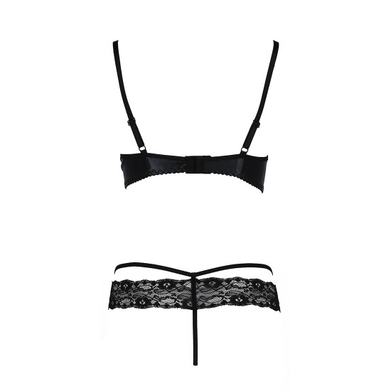 Комплект білизни NORTH SET black L/XL - Passion Exclusive: ліф і трусики з елементами під латекс Комплект білизни NORTH SET black L/XL - Passion Exclusive: ліф і трусики з елементами під латекс