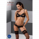 Комплект білизни NORTH SET black S/M - Passion Exclusive: ліф и трусики з елементами під латекс Комплект білизни NORTH SET black S/M - Passion Exclusive: ліф и трусики з елементами під латекс