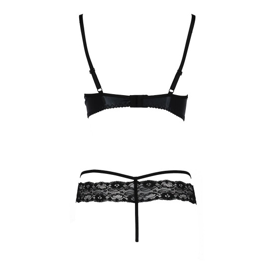 Комплект білизни NORTH SET black S/M - Passion Exclusive: ліф и трусики з елементами під латекс Комплект білизни NORTH SET black S/M - Passion Exclusive: ліф и трусики з елементами під латекс