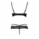 Комплект білизни NORTH SET black S/M - Passion Exclusive: ліф и трусики з елементами під латекс Комплект білизни NORTH SET black S/M - Passion Exclusive: ліф и трусики з елементами під латекс
