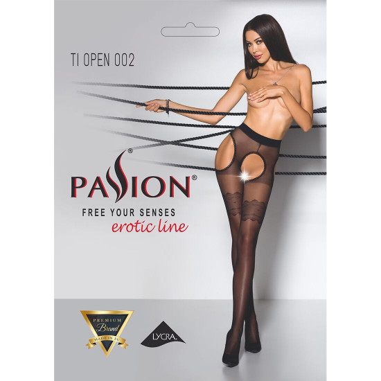Еротичні колготки TIOPEN 002 black 3/4 (20 den) - Passion, імітація панчох і пояса Еротичні колготки TIOPEN 002 black 3/4 (20 den) - Passion, імітація панчох і пояса