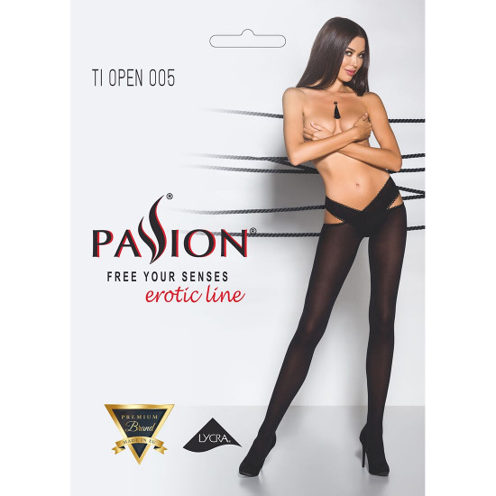 Еротичні колготки TIOPEN 005 nero 3/4 (60 den) - Passion, з вирізом, оригінальний пояс Еротичні колготки TIOPEN 005 nero 3/4 (60 den) - Passion, з вирізом, оригінальний пояс