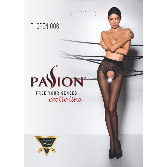 Еротичні колготки TIOPEN 006 black 1/2 (30 den) - Passion, з вирізом, імітація трусиків Еротичні колготки TIOPEN 006 black 1/2 (30 den) - Passion, з вирізом, імітація трусиків