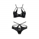 Комплект белья NAVEL SET black S/M - Passion Exclusive: трусики и лиф с элементами под латекс Комплект белья NAVEL SET black S/M - Passion Exclusive: трусики и лиф с элементами под латекс
