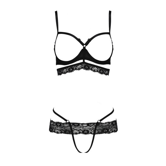 Комплект белья SARIA SET OpenBra black L/XL - Passion Exclusive: стрэпы: откртый лиф, стринги Комплект белья SARIA SET OpenBra black L/XL - Passion Exclusive: стрэпы: откртый лиф, стринги