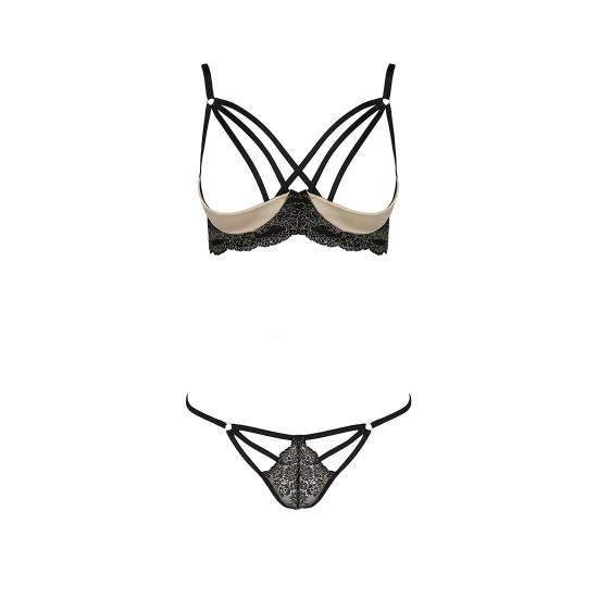 Комплект белья VALERY SET OpenBra black L/XL - Passion Exclusive: стрэпы: трусики, открытый лиф Комплект белья VALERY SET OpenBra black L/XL - Passion Exclusive: стрэпы: трусики, открытый лиф