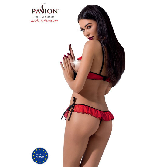 Комплект білизни CHERRY SET OpenBra red L/XL - Passion Exclusive: відкритий ліф, трусики-спідничка Комплект білизни CHERRY SET OpenBra red L/XL - Passion Exclusive: відкритий ліф, трусики-спідничка